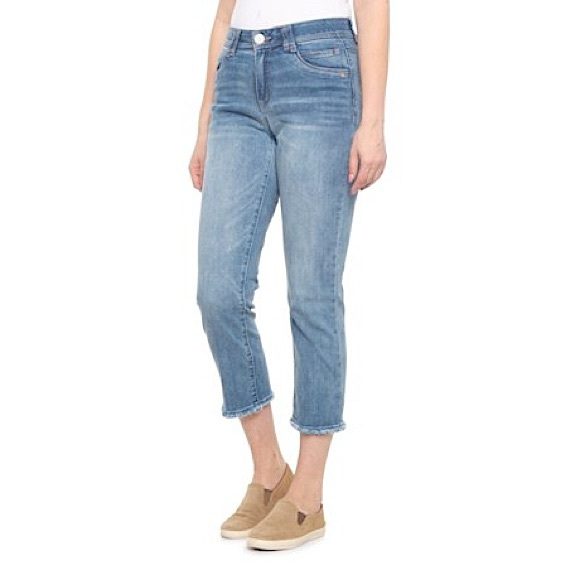 Democracy Ab-Tech Frayed Slim Straight Crop Jeans - Picture 1 of 14